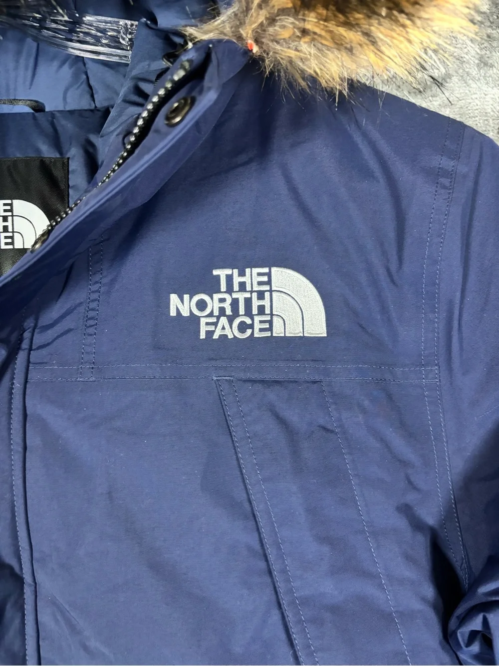 NEW North Face Mens XL McMurdo Parka Puffer Jacket Blue Fur Hood Winter Coat Ski